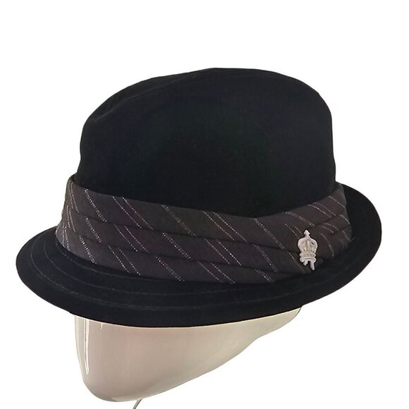Christys Crown Velvet Fedora by Tony Merenda Mens L Brown Striped Band Vintage - Picture 3 of 10